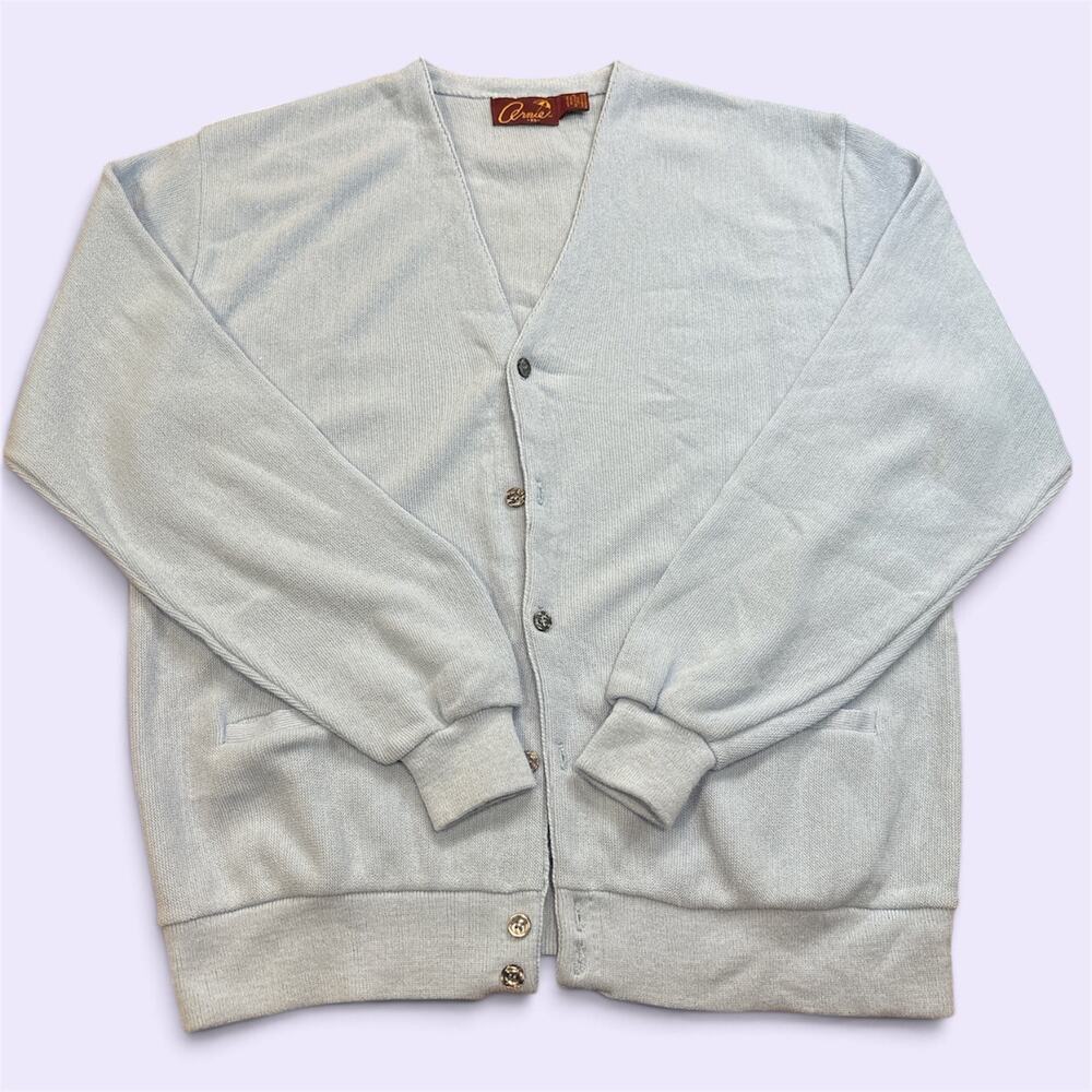 Vintage Arnie XL Light Blue Cardigan Sweater Arnold Palmer Golf Grandpa